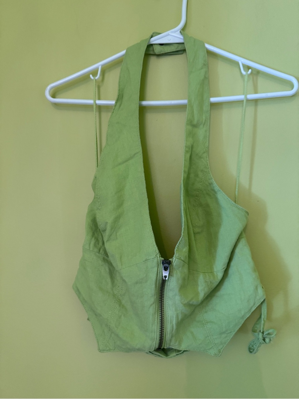 Urban Outfitters lime green linen style halter crop top